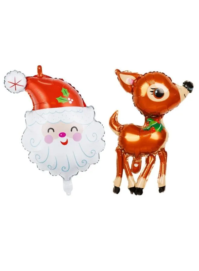 2 pcs Christmas Balloon Decor, Foil Balloon Party Supplies for parties, celebrations, and decorating (Santa & Deer)