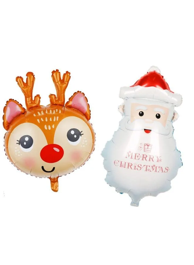 2 pcs Christmas Balloon Decoration, Foil Balloon Party Supplies for parties, celebrations, and decorating (Reindeer & Santa)