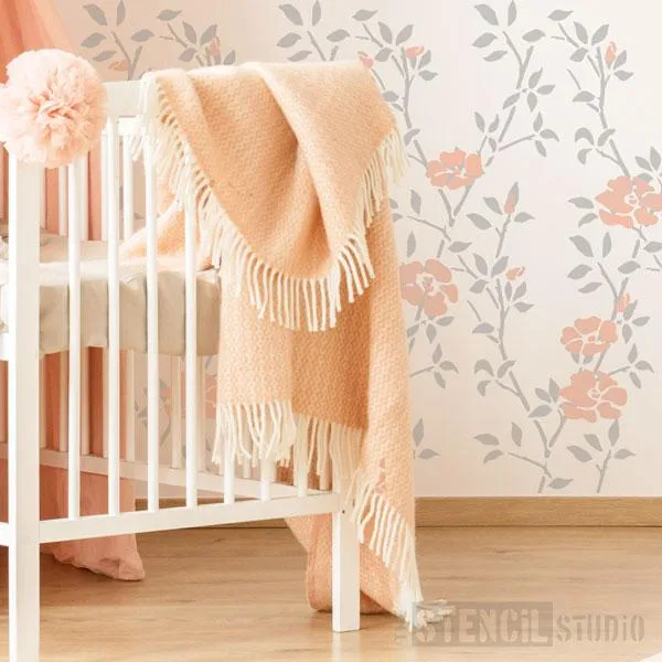 Leaf Trellis Repeat & Roses Stencil Set