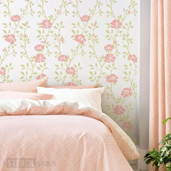 Leaf Trellis Repeat & Roses Stencil Set